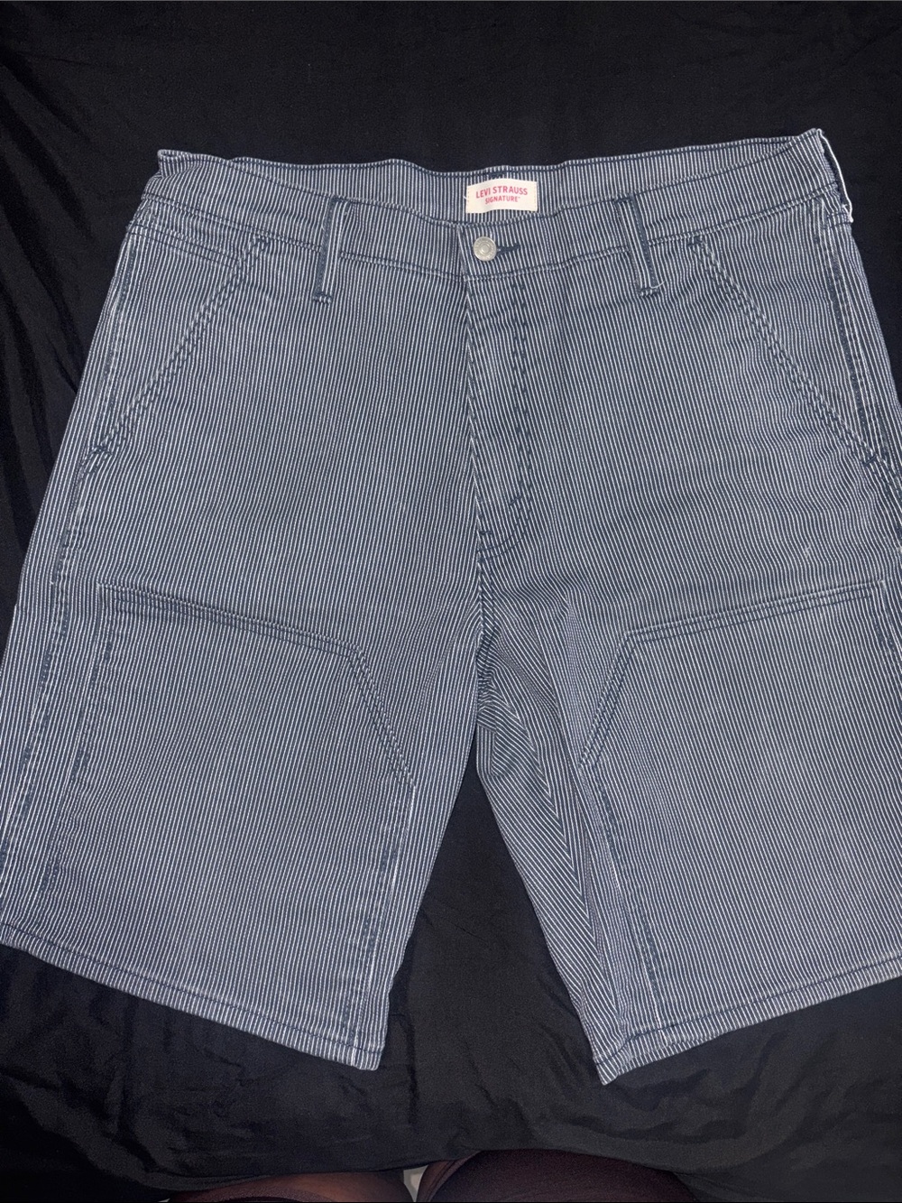 Levi's Navy and White Pinstripe Men's Cargo Shorts